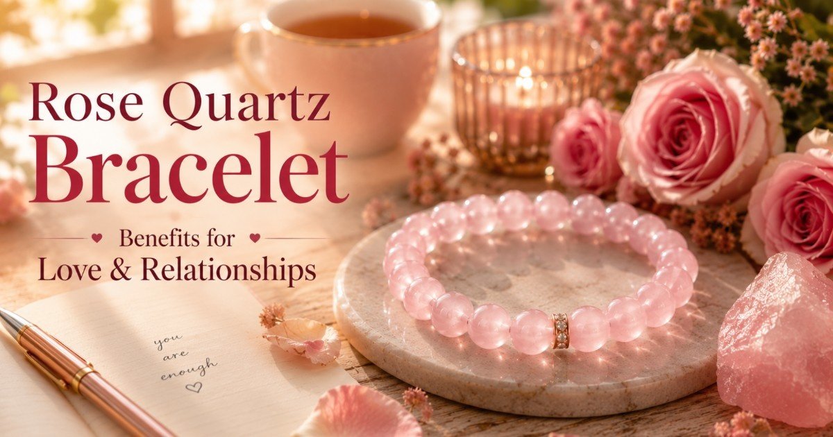 A dusty pink crystal band demonstrating rose quartz bracelet benefits for love and relationships across centuries of healing tradition.